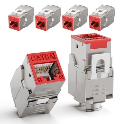 6 Pack RJ45 Keystone Jack Cat6A,10 Gbps/500MHZ, Gold-pated Keystone Modul for...