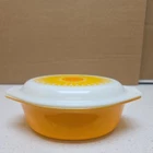 Vintage PYREX Daisy/Sunflower Oval 1 1/2 Qt Ovenware Casserole & Lid 043 & 943C