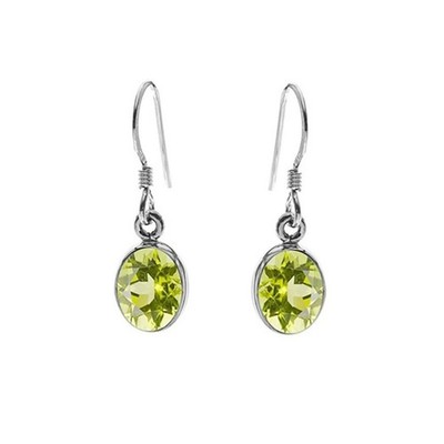 Peridot Ohrhänger ovale Form Sterlingsilber KM097
