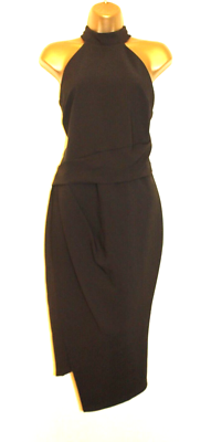 Lipsy Halter Neck Bodycon Dress 16 Asymmetric hem Ruched Occasion Party Evening