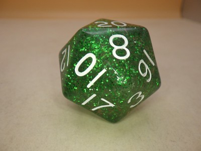 Ethereal Green 35mm Mega Acrylic d20 Dice RPG Tabletop Gaming Roleplay Cards