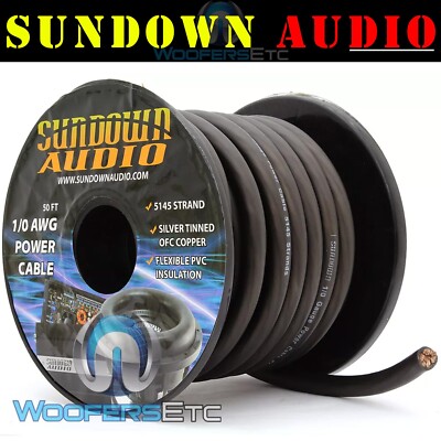 SUNDOWN AUDIO SA-1/0-OFC GA BLACK 100% COPPER WIRE 50 FEET AMPLIFIER CABLE CORD
