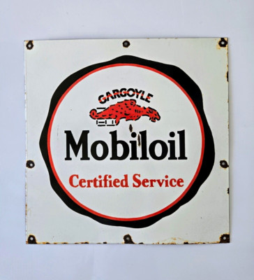 Vintage Gargoyle Mobil Oil Porcelain Enamel Sign (19½" x 19½") | eBay
