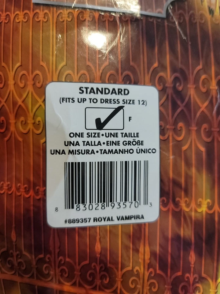 Royal Vampira Ladies Gothic Style Black & Red Empire Waist Halloween Costume OS - Image 2 of 2