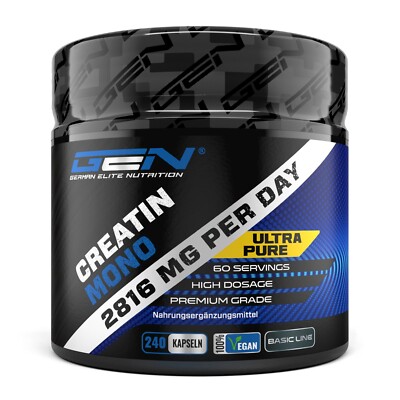 Creatin Mono - 240 Kapseln á 800 mg reines Creatine Monohydrat Mesh 200 / Vegan