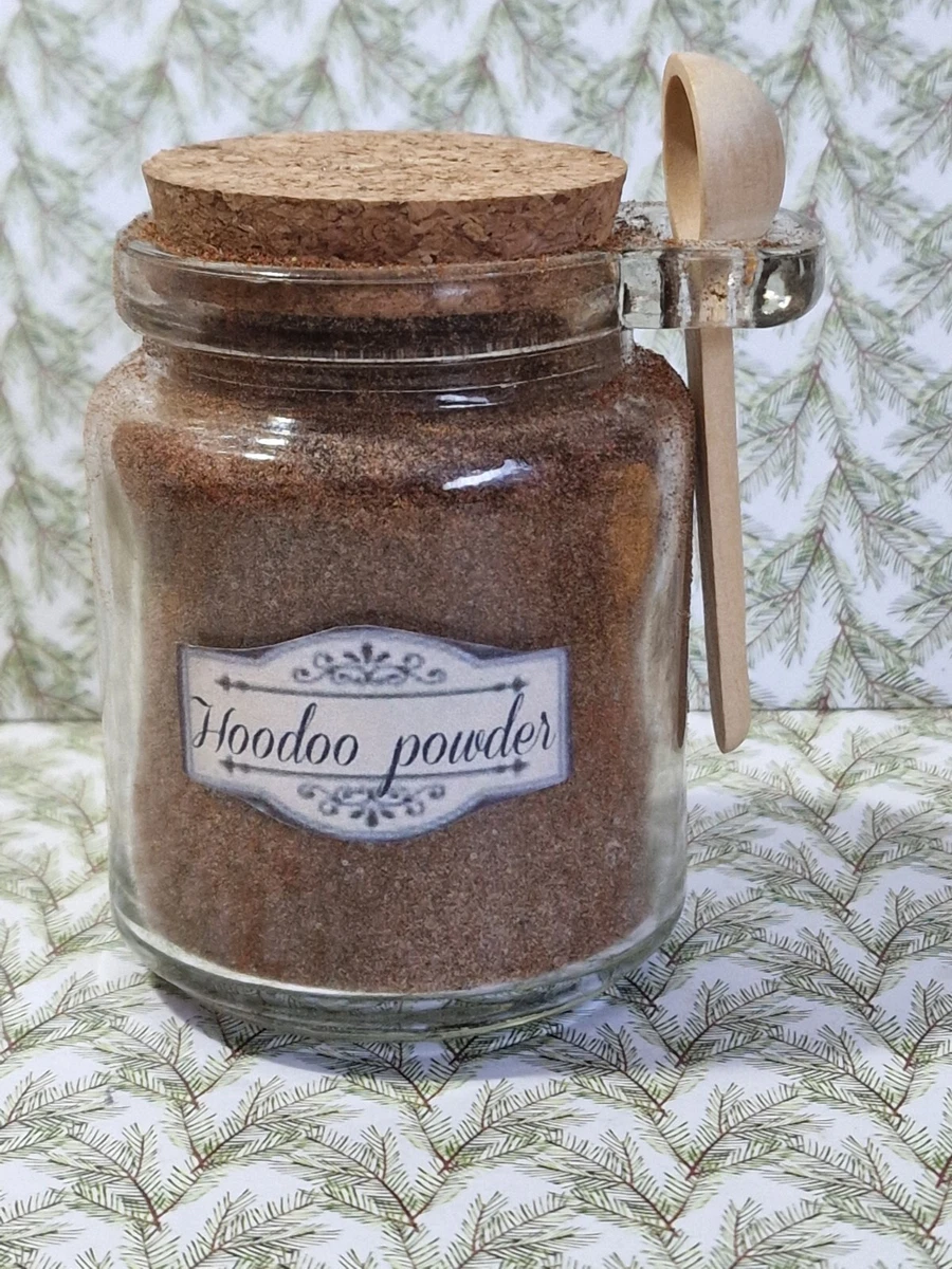 Hand blended hoodoo powder authentic recipe large jar spoon voodoo hoodoo