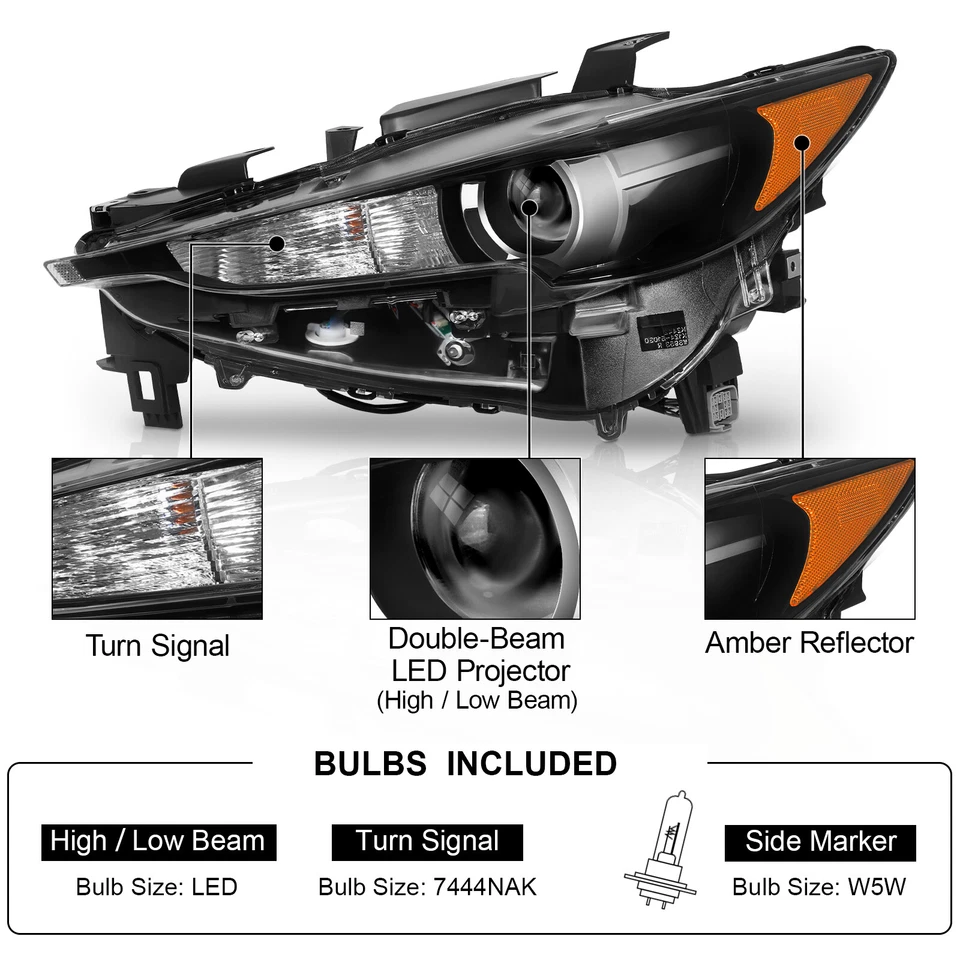 Full LED w/AFS Projector Headlight For 2017-2021 Mazda CX-5 Left +Right Sides Foto 2 de 4