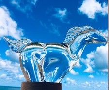 NEW Glass STEUBEN Galloping FREE SPIRIT HORSE Race Animal Heart Derby Rare Art