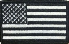 USA Flag Patch W/ VELCRO Brand Fastener Military B W Tactical Black Border