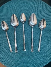 EXOTIC BAMBOO SUNSHINE PRODUCTS STAINLESS KOREA LOT  OF 5 ASSORTED SPOONS