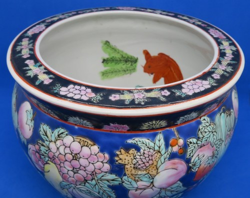 Chinese Cantonese blue glaze vintage Art Deco oriental antique plant pot planter - Picture 9 of 15
