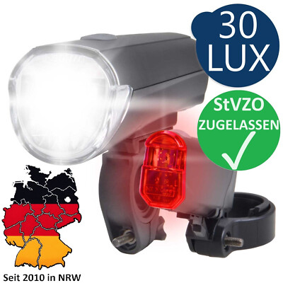 Fahrrad LED Beleuchtung Licht Lampe inkl Batterien 30 Lux Lampe LED-SET-207