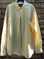 POLO RALPH LAUREN CLASSIC FIT YELLOW CASUAL BUTTON FRONT 100% COTTON SHIRT SZ XL