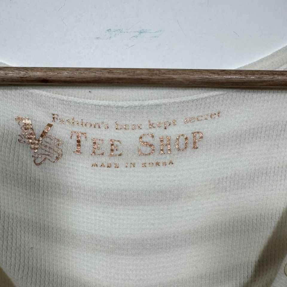 Camiseta Victoria's Secret V Shop Y2K Preppy Henley Top Para Mujer Grande Rayas Doradas Foto 4 de 4