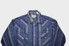 Vintage Ely Cattleman Flannel Shirt Mens Large Western Pearl Snap Cotton Striped