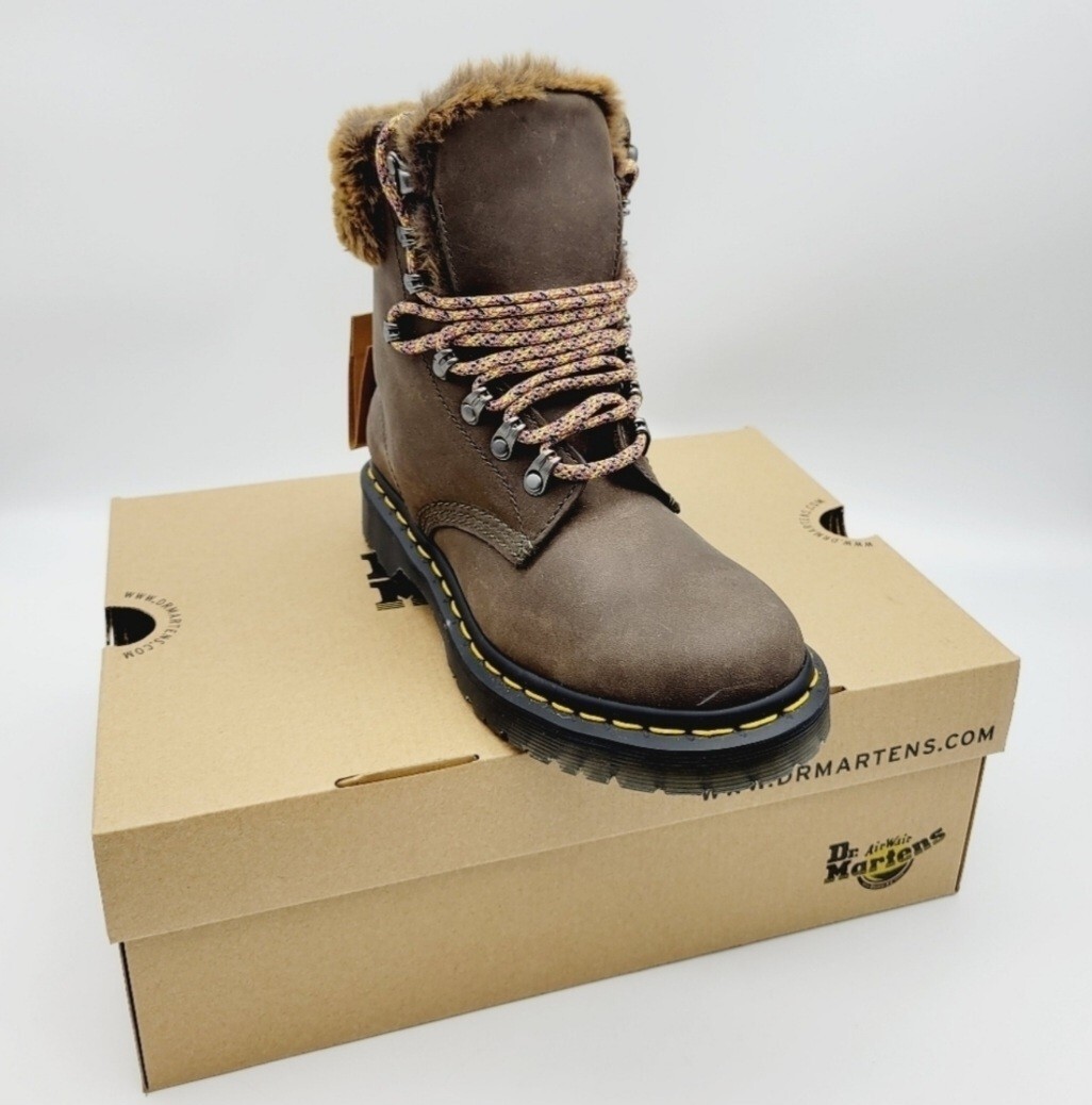 Dr Martens★1460 SERENA COLLAR FAUX FUR LINED ANKLE BOOTS Dr. Martens Womens 1460 Serena Collar Faux Fur Lined Ankle