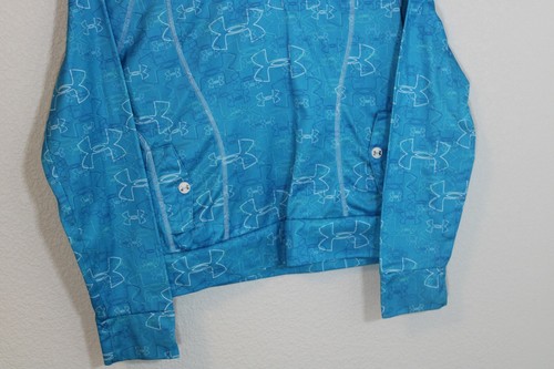UNDER ARMOUR Youth Large Hoodie, Pullover, Sweatshirt, Blue/White, Polyester - Picture 5 of 12