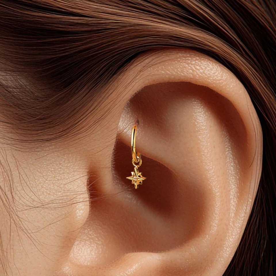 Helix Hoop Earring Tragus Hoop Gold Plated Earrings Gift for Her Earrings - Image 2 of 4