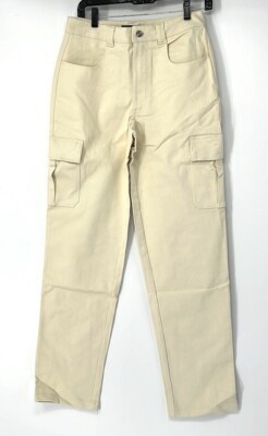 Finesse NWOT women s pants Cargo Pockets Cream Straight Leg Size Small