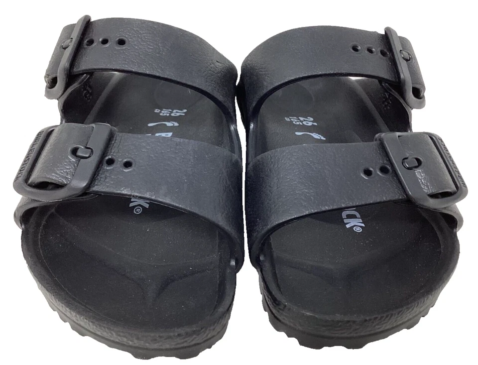 Sandalias sin cordones Birkenstock para niños pequeños Arizona Eva negras estrechas talla: 10 176S Foto 2 de 4