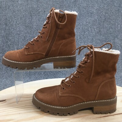 Universal Thread Ankle Boots Womens 7 Brown Tessie Sherpa Faux Fur Leather