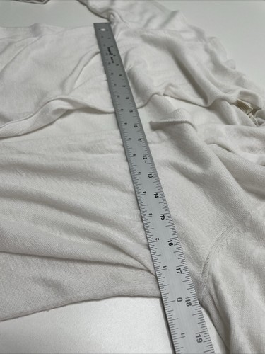 Cynthia Rowley Linen Open Front Cardigan Hoodie White Beach Nautical Cover Up M - Picture 11 of 11
