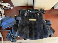 Juicy Couture Vintage Velour Velvet And Bow Satchel Bag Purse - Black