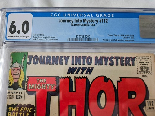 VIAGGIO NEL MISTERO 112 CGC 6.0 CTOW PAGINE 1965 THOR VS HULK ORIGINE DI LOKI - Foto 3 di 3