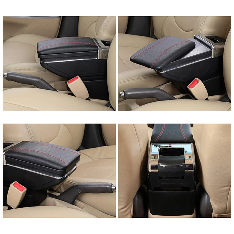 For Honda Fit Jazz 2009-2013 Central Console Armrest Storage Compartment Black. Foto 2 de 4