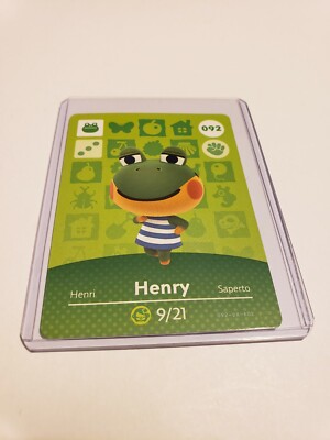 Henry # 092 92 Animal Crossing Amiibo Card AUTHENTICSeries 1 NEW