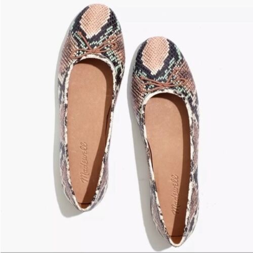 NEW Madewell Adelle Ballet Flats Snake Embossed Leather SIZE 6 MSRP $110 - Picture 1 of 11