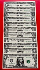 1995 STAR NOTE FULL SET $1 DOLLAR BILL (A,B,C,D,E,F,G,I,J,K,L) 11 DISTRICT UNC
