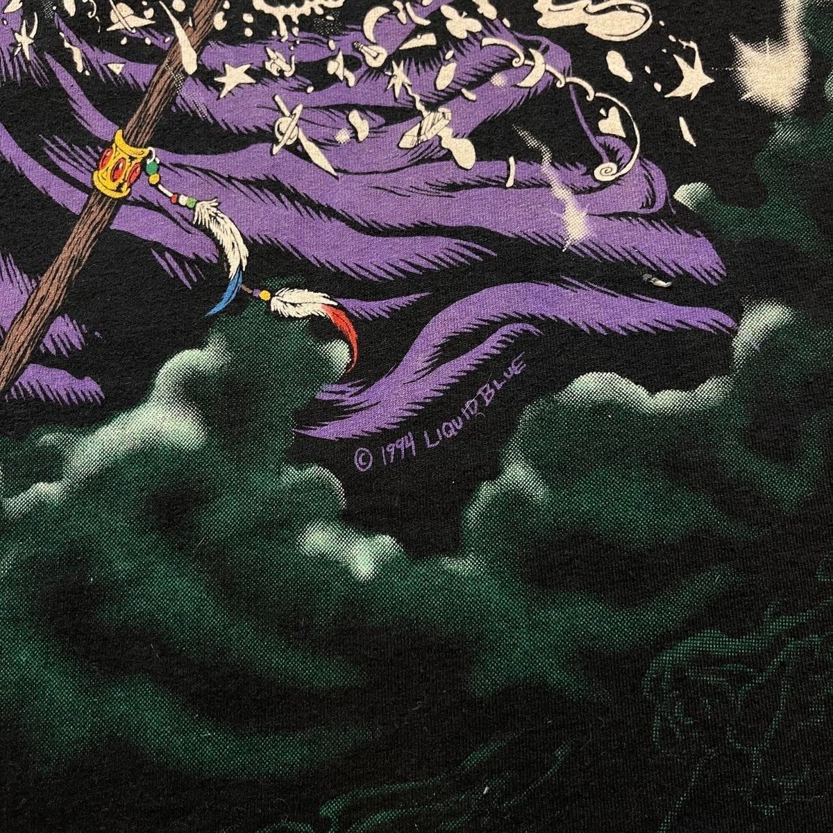 liquid blue WIZARDS 魔法使い　1994 Vintage 1994 Liquid Blue Wizard Mens L Double Sided T Shirt