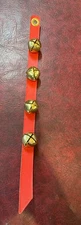 Vintage 4 Sleigh Bells On Leather Strap Jingle Bells Christmas Door Hanger 17.