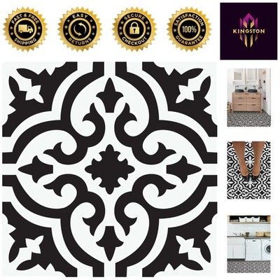 Water Resistant Black Peel & Stick Floor Tiles - Perfect for Bathrooms & More!