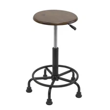 Bar Stool Round Pneumatic Seat Height Adjustable Retro Stool Rustic Oak Color