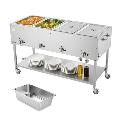 #ad 4 Pan Commercial Propane Steam Table LP Gas Outdoor Soup Warmer with Drain Valv $952.47