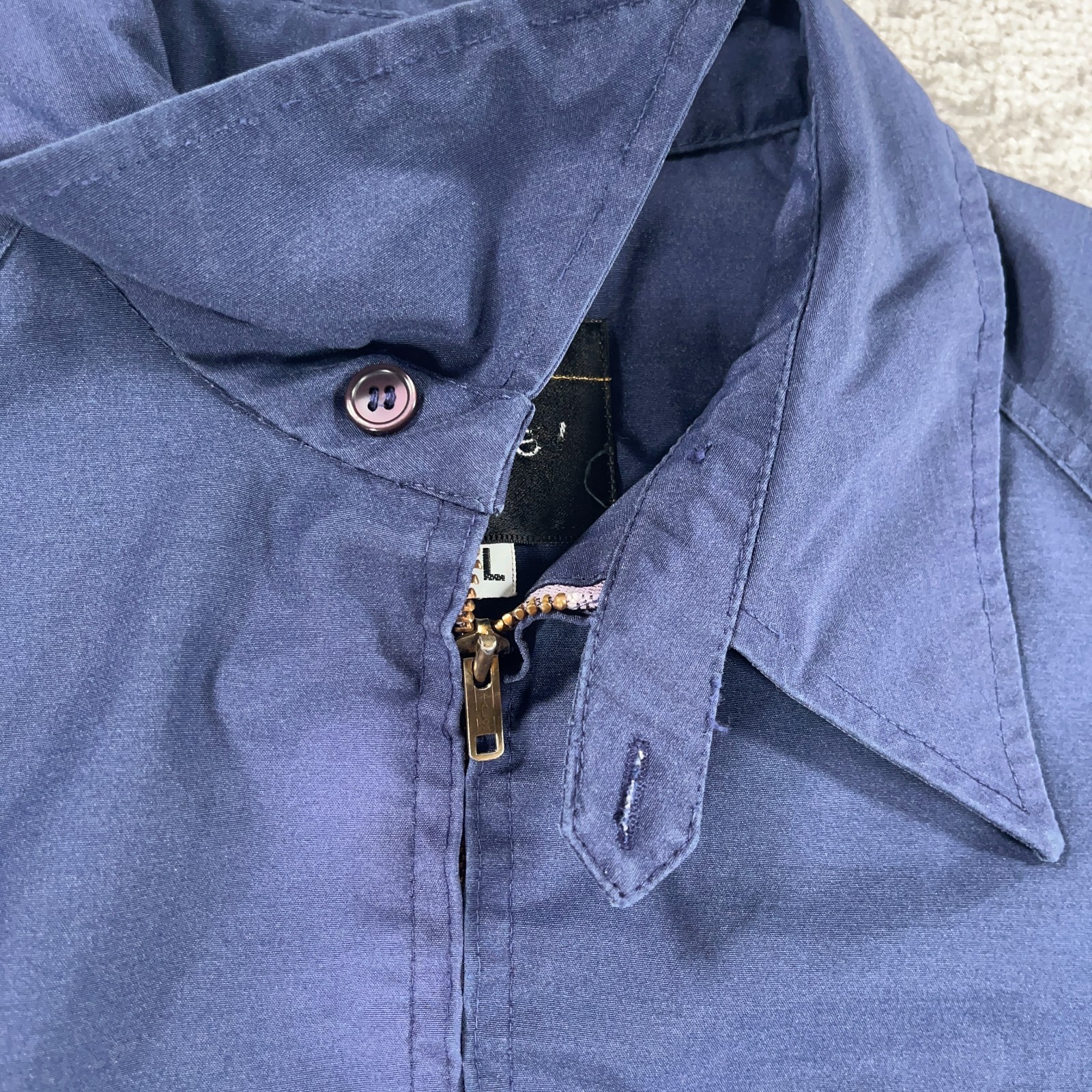 Vintage JC Penney Bomber Jacket Mens XL Blue Gab Lightweight Canvas Throat Latch