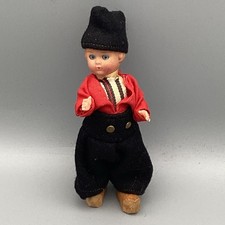 VINTAGE 1950s Celluloid Dutch Boy Doll w/ Wooden Shoes Rocker Eyes 5"