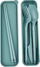 Camping Utensil Set, Reusable Utensils Set with Case, Plastic Cutlery Set Forks
