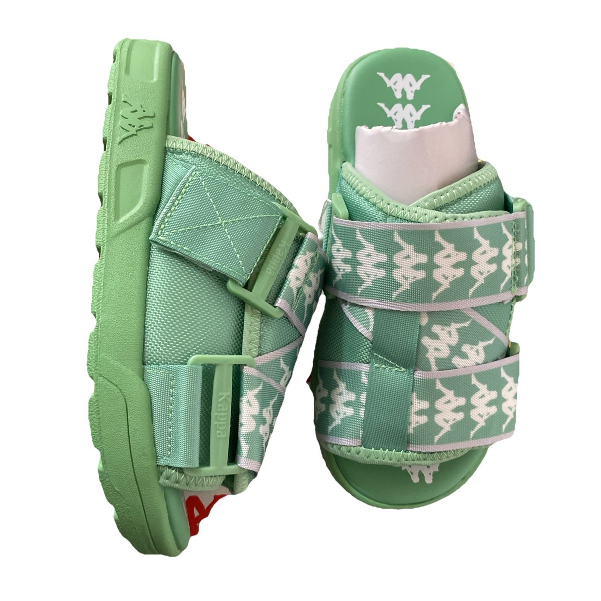 Kappa Mens 222 Banda Mitel 1 Slides Green LT White Grey LT  display picture 2