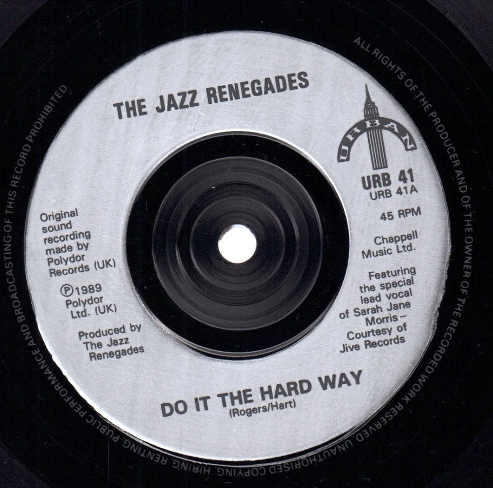 Jazz Renegades Do It the Hard Way 7" vinyl UK Urban 1989 pic sleeve URB41 - Image 3 of 3