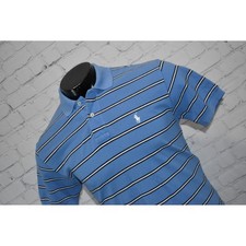 Polo Ralph Lauren Polo Shirt Mens Small Blue Striped Pique Pony Logo