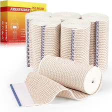 Premium Elastic Bandage Wrap 4 Inch, 6 Pack, Hook and Loop All-Purpose 4-Inch