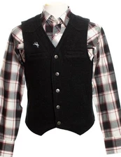 Wyoming Traders Mens Wyoming Wool Cowboy Ranch Wear Vest - BLACK