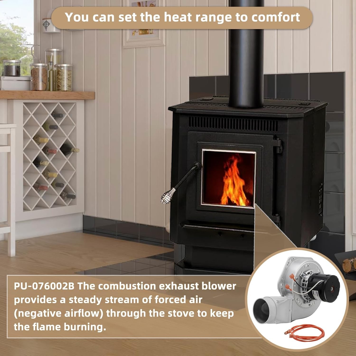 For Englander & England Pellet Stove PU-4C447 & PU-076002B Combustion Blower Fan