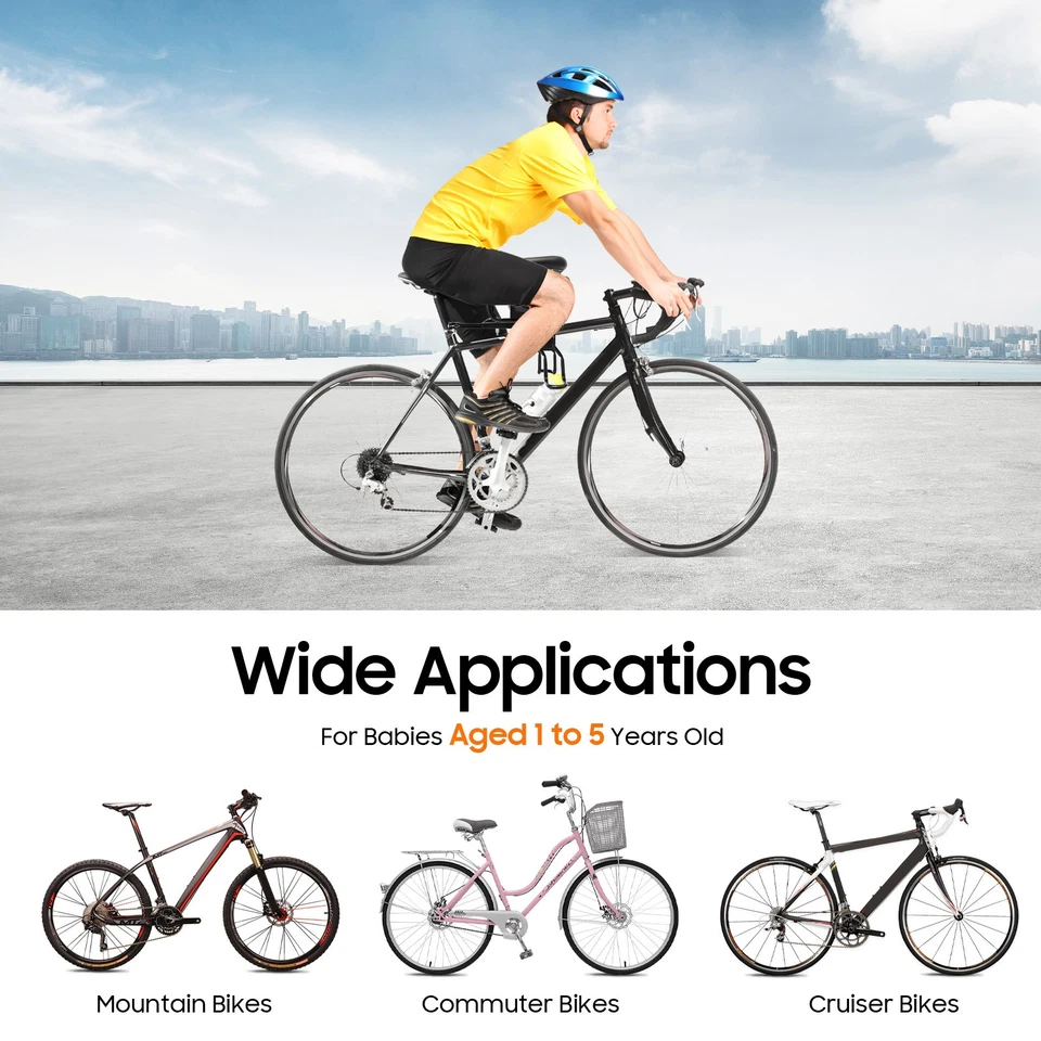 Черное портативное велосипедное детское сиденье для велосипеда/электромобиля/горного велосипеда переднее сиденье - Изображение 4 из 4