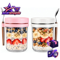 Overnight Oats GläSer 296Ml 2Er Set Mit LöFfel Und Schraubdeckel KüChe 2 StüCk