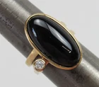 Ross Simons Sterling Silver Ring CZ Black Onyx Gold Vermeil Vintage Size 7