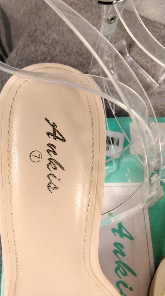Sandalias de tacón Ankis transparentes con plataforma de bloque y correa para mujer talla 7 transparentes nude Foto 3 de 4